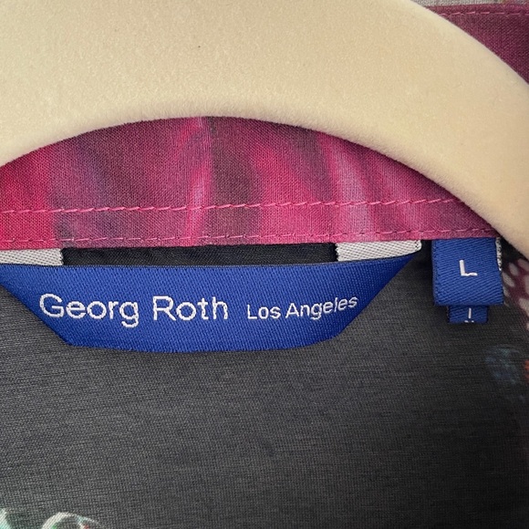 Georg Roth Butterfly Print Button Down Shirt Artsy Art to Wear colorful bold L - Picture 4 of 12